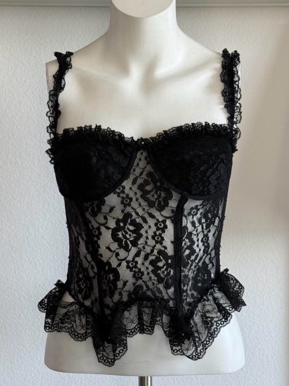 Vintage Inner Most Sears Black Lace Bustier Corset Top